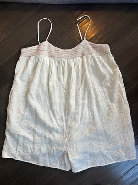 Madewell Cream Gauzy Textured Tie-Back Loose Boxy Romper Size XXL